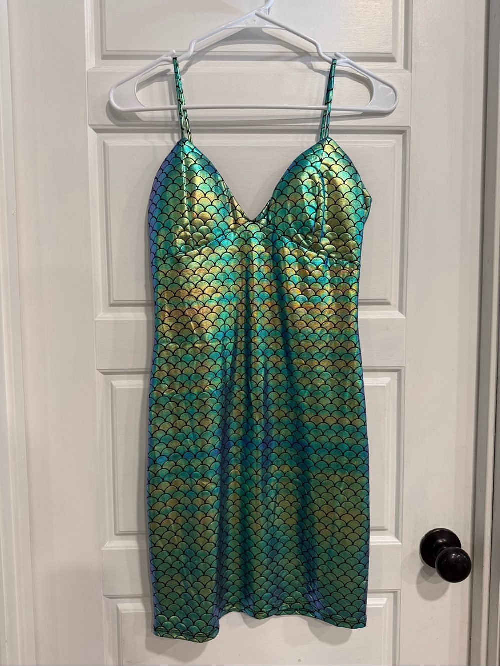 Touch Me Mermaid Scale Holographic Mini Dress Small Festival Rave Costume